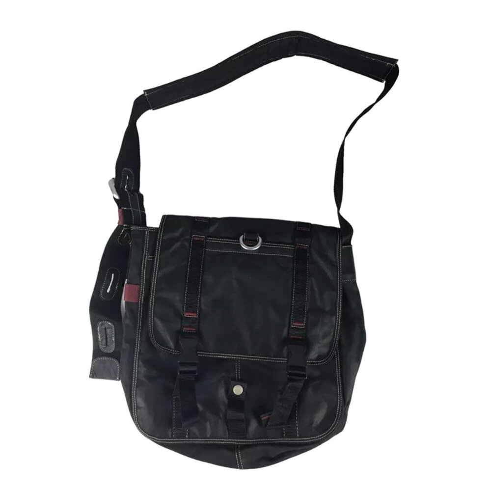 Wilson Leather Unisex Black Red M. Julian Leather Classic Messenger‎ Handbag